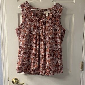 LOFT Pink and Brown Floral Top